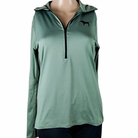 Pink Victoria's Secret Green 3/4 Zip Up Pullover - Picture 1 of 5
